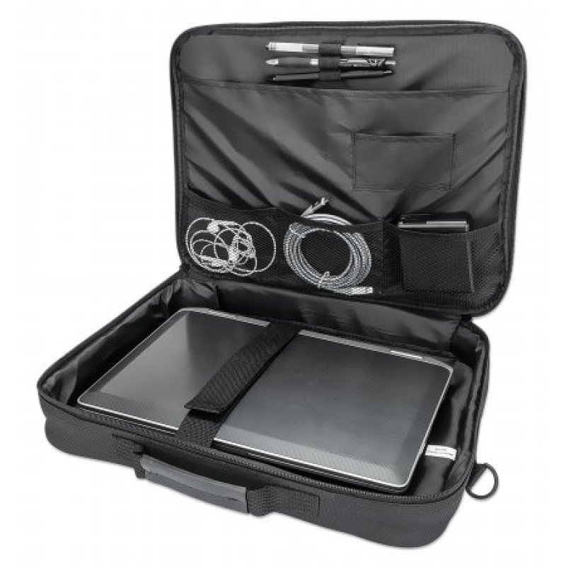 Manhattan Cambridge Laptop Bag 15.6", Clamshell Design, Black, LOW COST, Accessories Pocket, Document Compartment on