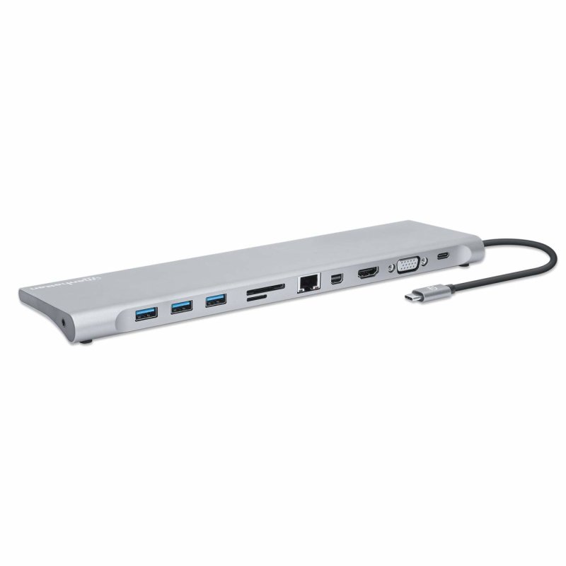 Manhattan 130578 station d'accueil Avec fil USB 3.2 Gen 1 (3.1 Gen 1) Type-C Aluminium