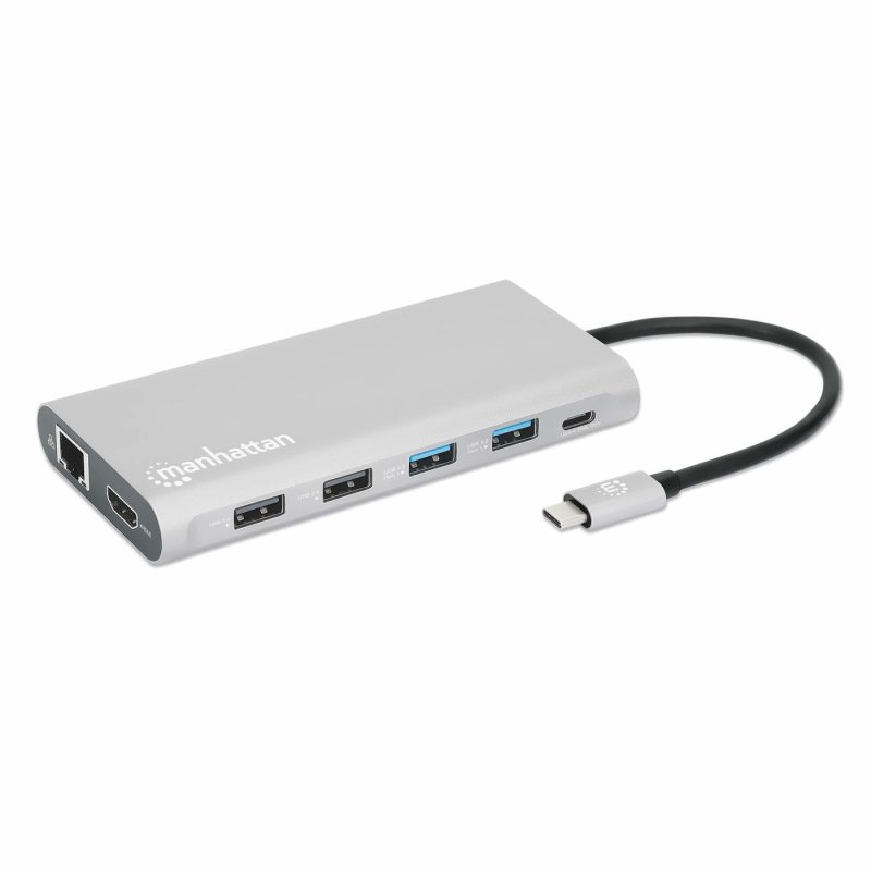Manhattan 130660 station d'accueil Avec fil USB 3.2 Gen 1 (3.1 Gen 1) Type-C Aluminium