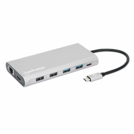 Manhattan 130660 station d'accueil Avec fil USB 3.2 Gen 1 (3.1 Gen 1) Type-C Aluminium
