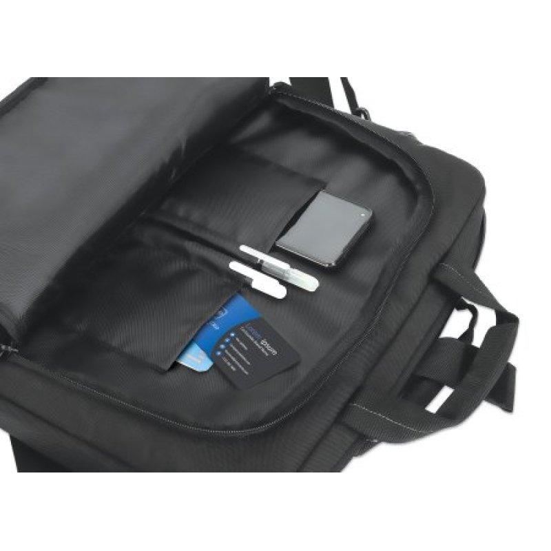 Manhattan Helsinki Eco Friendly Laptop Bag 14.1", Top Loader, Black, Padded Notebook Compartment, Front and Multiple