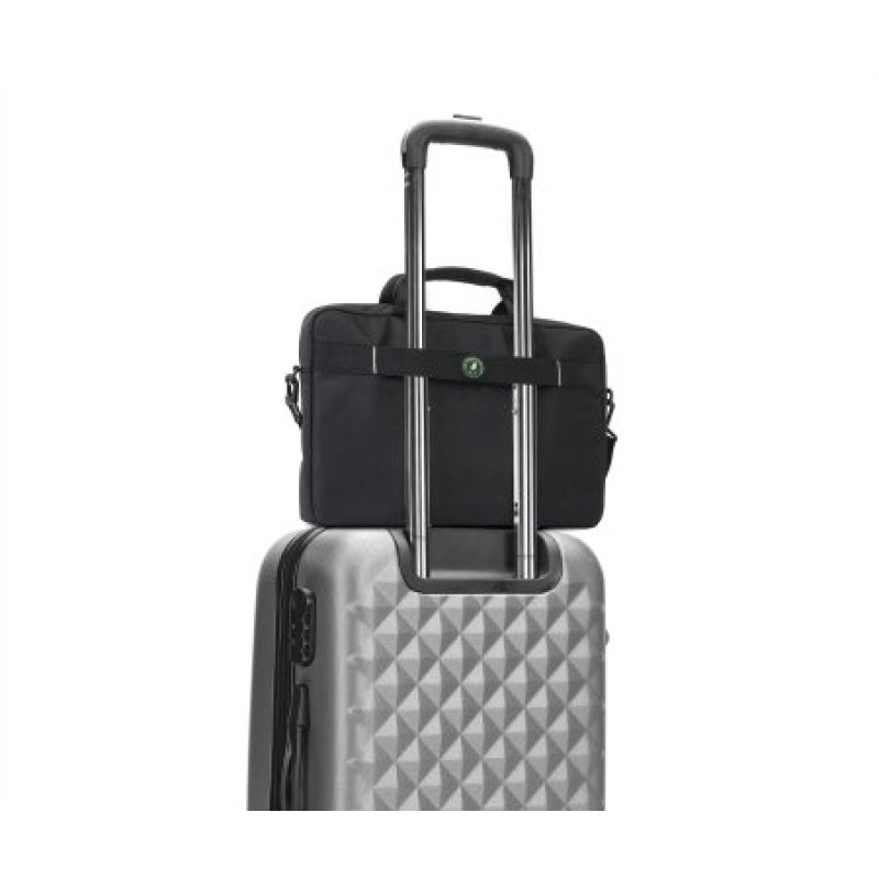 Manhattan Helsinki Eco Friendly Laptop Bag 14.1", Top Loader, Black, Padded Notebook Compartment, Front and Multiple