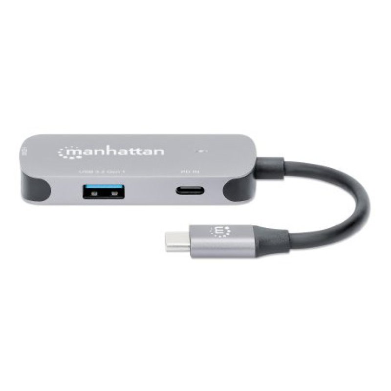Manhattan USB-C Dock/Hub, Ports (x3): HDMI, USB-A and USB-C, With Power Delivery (100W) to USB-C Port (Note add USB-C