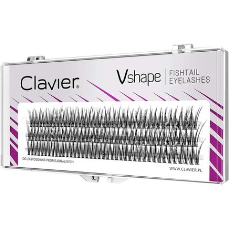Clavier Fishtail C-Curl V-Shape Cluster Eyelashes 14mm - Kardashian Effect for Natural 3D Look