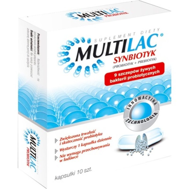 MULTILAC Synbiotics Probiotic Bacteria Capsules 10 Capsules