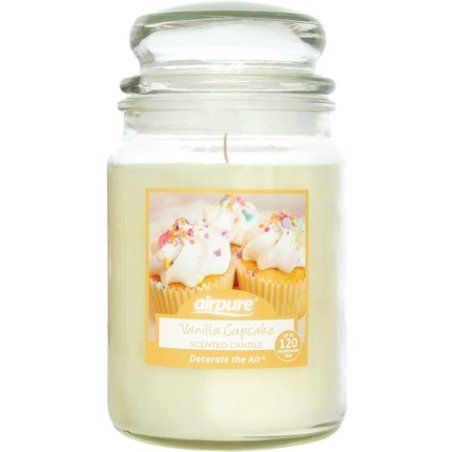 Airpure Large Candle Scented, Vanilla Cupcake Fragrance, 18oz Jar, 120 Hour