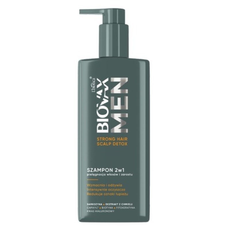 Biovax Men Strong Hair Scalp Detox Shampoo For Hair And Beard Care 2 In 1 - 200 Ml
