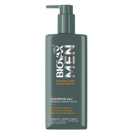 Biovax Men Strong Hair Scalp Detox Shampoo For Hair And Beard Care 2 In 1 - 200 Ml