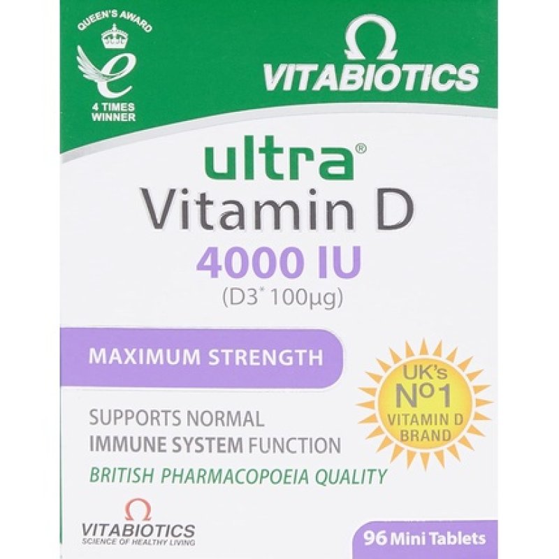 Vitabiotics Ultra Vitamin D 4000iu Maximum Strength Immune System Function 96 Mini Tablets