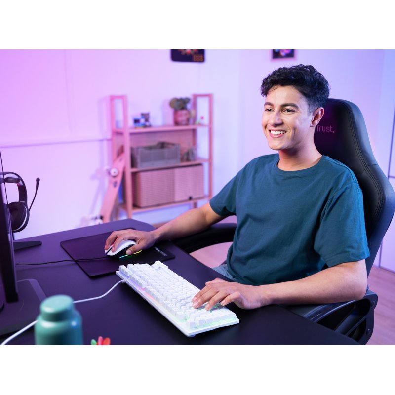Trust GXT 833W THADO clavier Jouer USB QWERTY Anglais américain Blanc