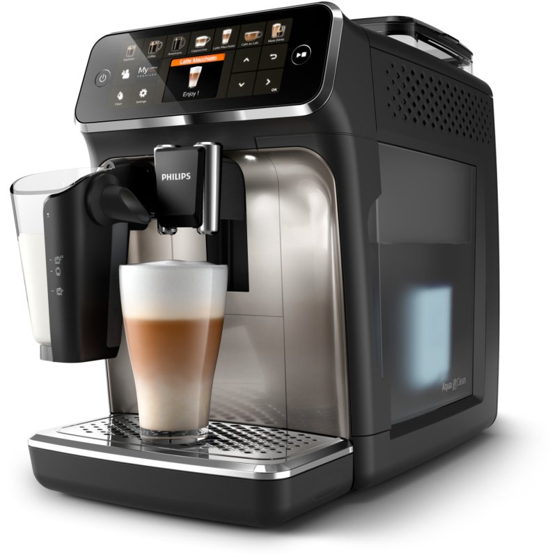 Philips Série 5400 Noir / Chrome EP5447/90 Machine expresso broyeur,12 boissons, carafe LatteGo