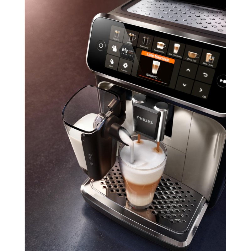 Philips Série 5400 Noir / Chrome EP5447/90 Machine expresso broyeur,12 boissons, carafe LatteGo
