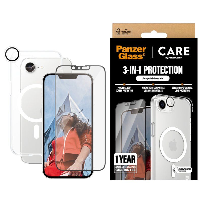 PanzerGlass CARE by Flagship 3-in-1 Bundle iPhone 16e