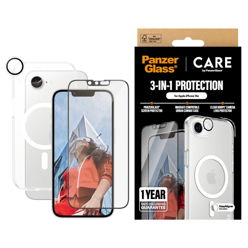 PanzerGlass CARE Flagship 3-in-1 Bundle iPhone SE (2025) Protection d'écran transparent Apple 1 pièce(s)