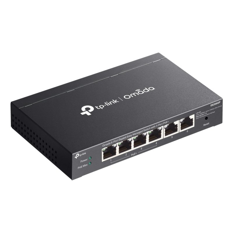 TP-LINK (ES206GP) Omada 6-Port Gigabit Easy Managed Switch with 4-Port PoE , 6x GB Ports, Metal Casing