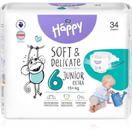 BELLA Baby Happy Soft&Delicate Size 6 Junior Extra Disposable Diapers - 15 kg, 34 pcs