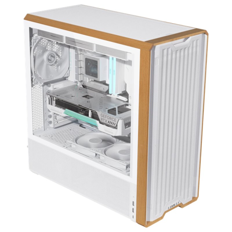 Lian Li Lancool LAN217W computer case Midi Tower White, Wood
