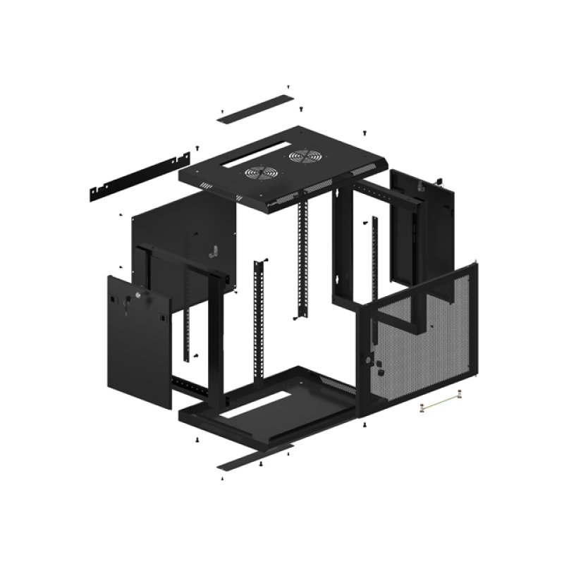 ARMARIO LANBERG 9U 600X450 CON PUERTA PERFORADA RACK 19 H-60 KG NEGRO FLAT PACK