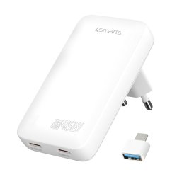 4smarts Netzladegert FlatPlug Slim Dual 45W GaN 2C. wei