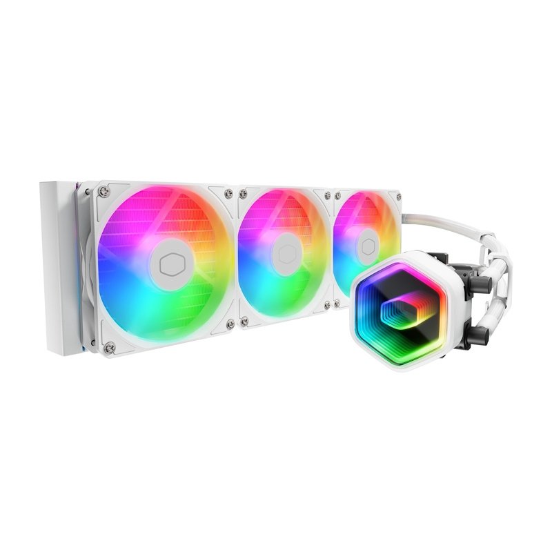 Cooler Master MasterLiquid 360 Core II 360mm ARGB Liquid CPU Cooler, Dual Chamber Pump w/ Infinity Mirror, White