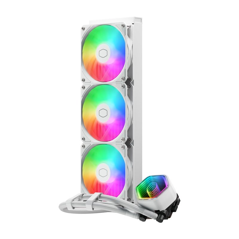 Cooler Master MasterLiquid 360 Core II 360mm ARGB Liquid CPU Cooler, Dual Chamber Pump w/ Infinity Mirror, White