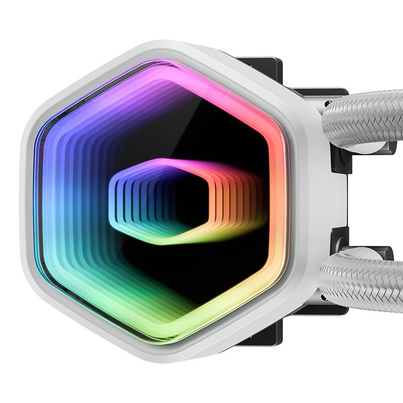 Cooler Master MasterLiquid 360 Core II 360mm ARGB Liquid CPU Cooler, Dual Chamber Pump w/ Infinity Mirror, White