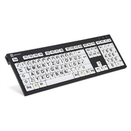 Logickeyboard XL Print keyboard Universal USB QWERTZ German Black, White