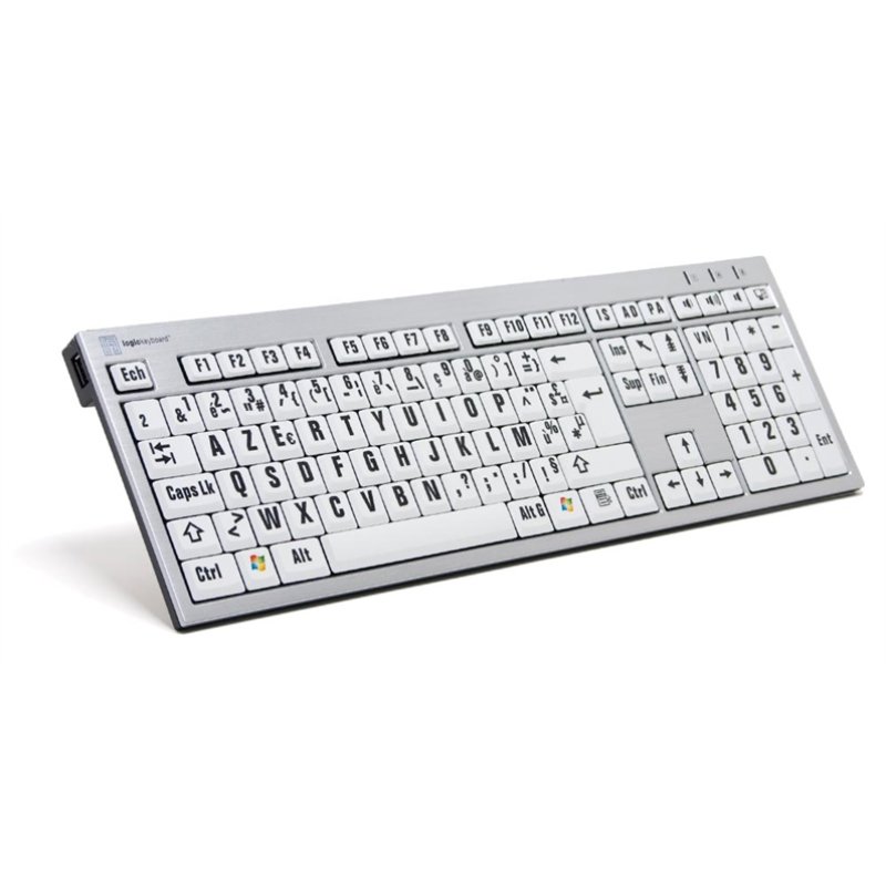Logickeyboard XL-Print Alu Black on White FR (PC/Slim)