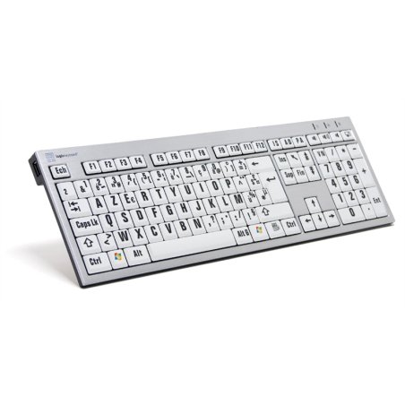 Logickeyboard LargePrint clavier Universel USB ĄŽERTY Français Blanc