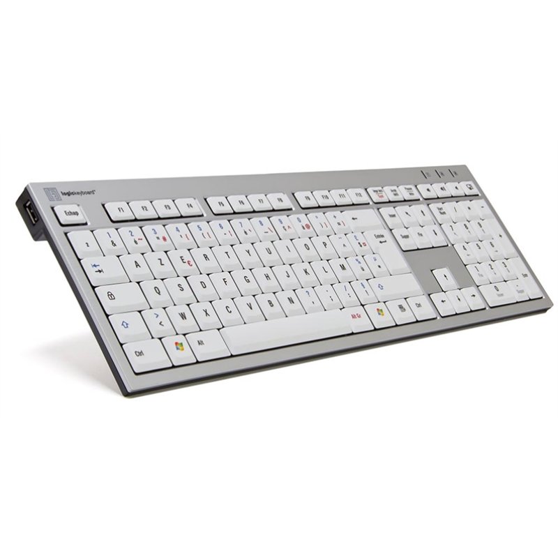 Logickeyboard SKB-AJPU-FR keyboard Universal USB AZERTY French Aluminium, White