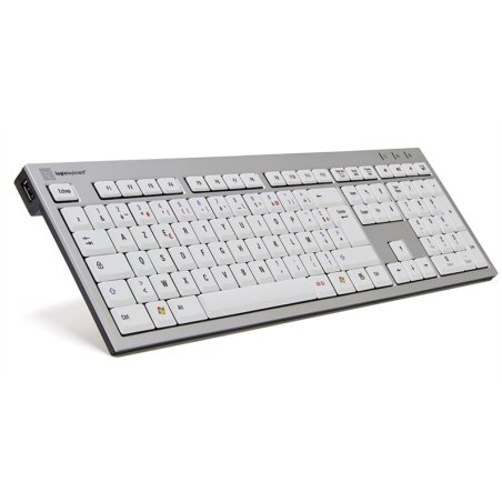Logickeyboard SKB-AJPU-FR keyboard Universal USB AZERTY French Aluminium, White