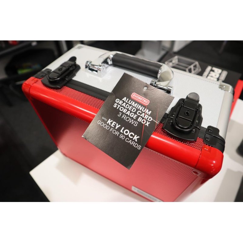 EVORETRO - Graded Card Storage Box Red and Silver for 90 Cards