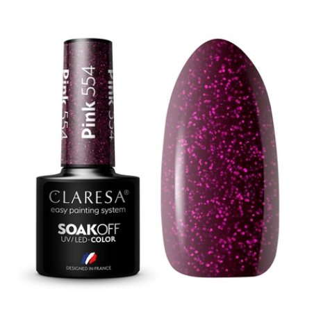 Claresa UV LED Nail Polish Collection Hybrid Manicure Soak Off - 5ml Pink Color No. 554