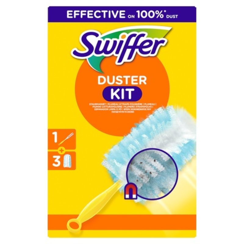 Swiffer Kit d'essai plumeau-magnétique, 1 manche 3 plumeaux