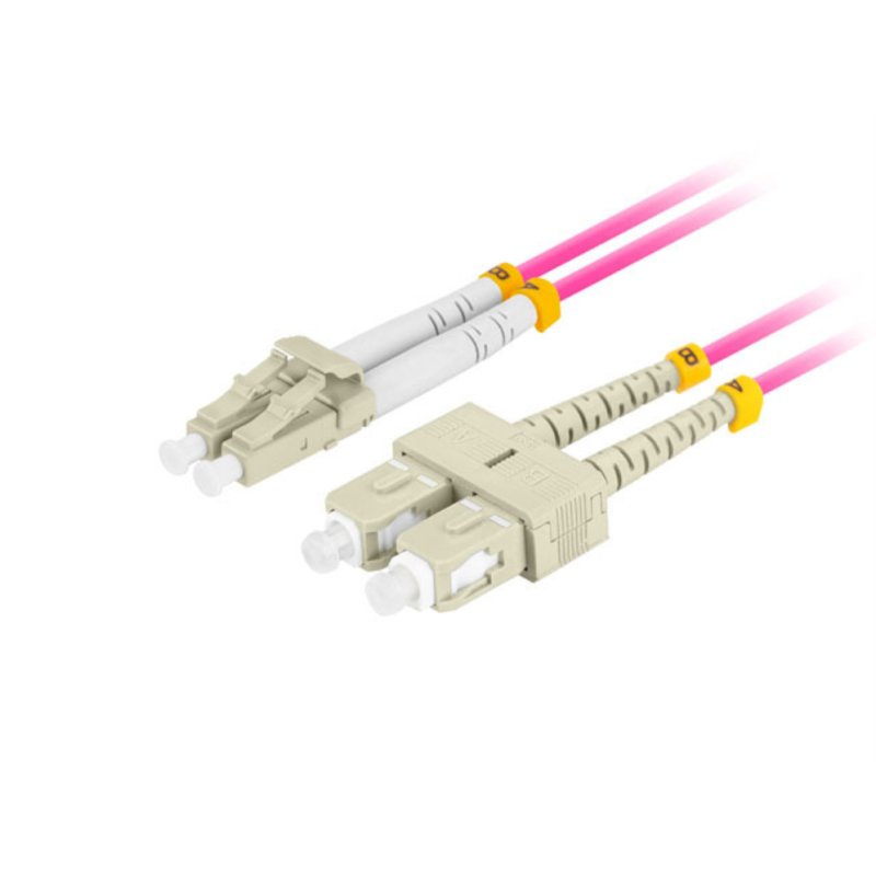 CABLE DE FIBRA OPTICA LANBERG 1M MULTI LC/UPC-SC/UPC DUPLEX LSZH OM4 50/125 3.0