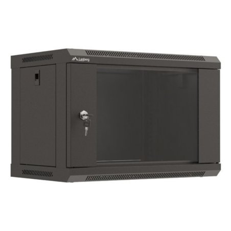 ARMARIO LANBERG MURAL RACK 19" 6U 540X350 FLAT PACK NEGRO PUERTA CRISTAL