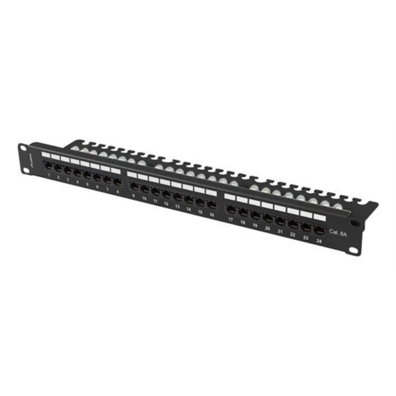 PATCH PANEL LANBERG 24 PUERTOS 1U 19" CAT.6A UTP CON ORGANIZADOR CABLES NEGRO