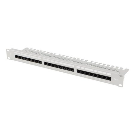 PATCH PANEL LANBERG 24 PUERTOS 1U 19" CAT.6 UTP CON ORGANIZADOR CABLES GRIS