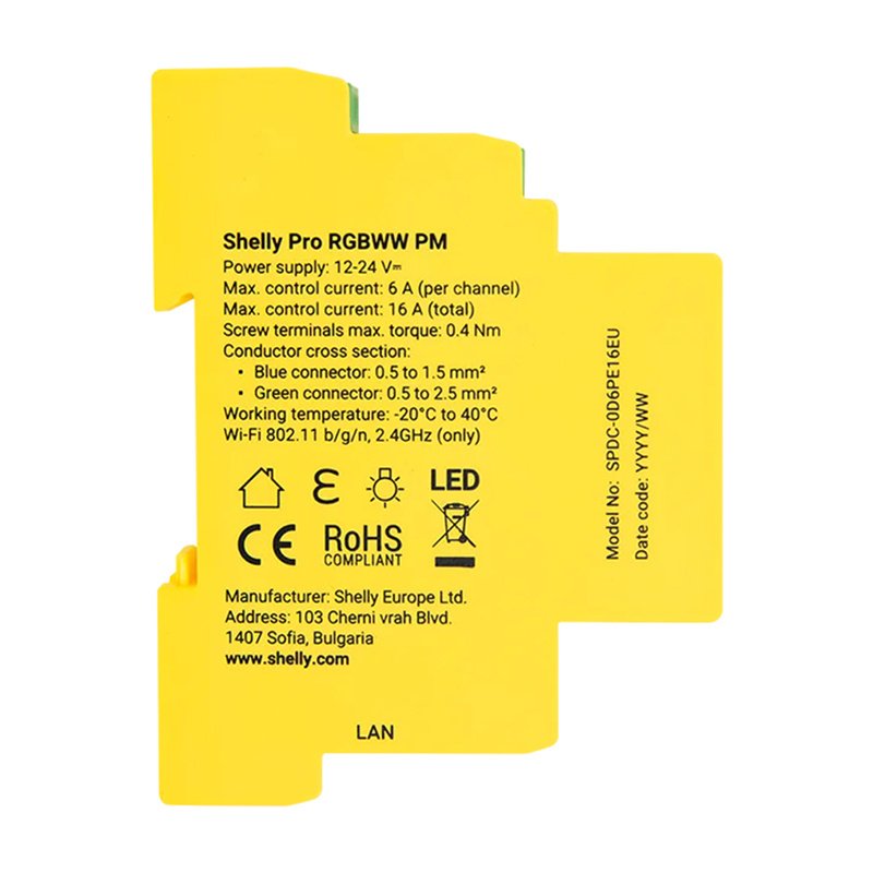 Shelly Relais "Pro RGBWW PM" WLAN LED Lichtcontroller LAN BT