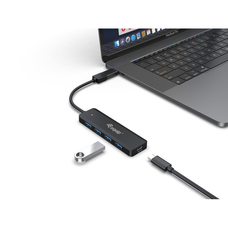 Equip USB-Hub 4-Port 3.2 -4x3.0 USB-C Adp.5Gbps o.Netz.sw
