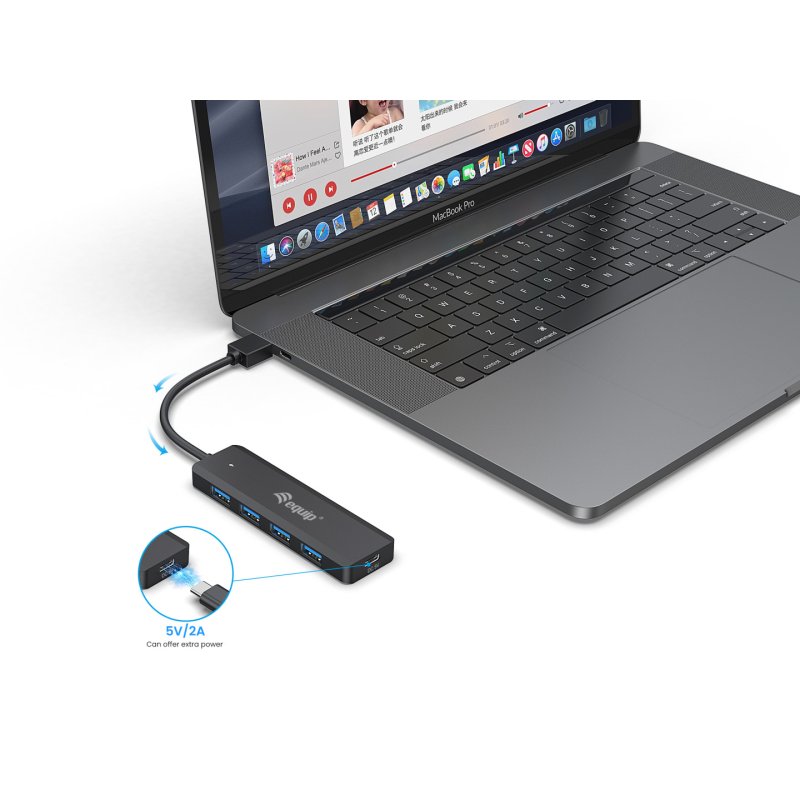 Equip USB-Hub 4-Port 3.2 -4x3.0 USB-C Adp.5Gbps o.Netz.sw