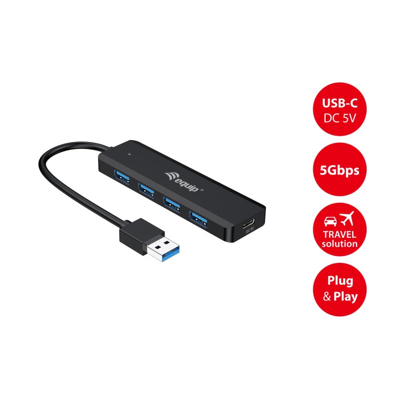 Equip USB-Hub 4-Port 3.2 -4x3.0 USB-C Adp.5Gbps o.Netz.sw