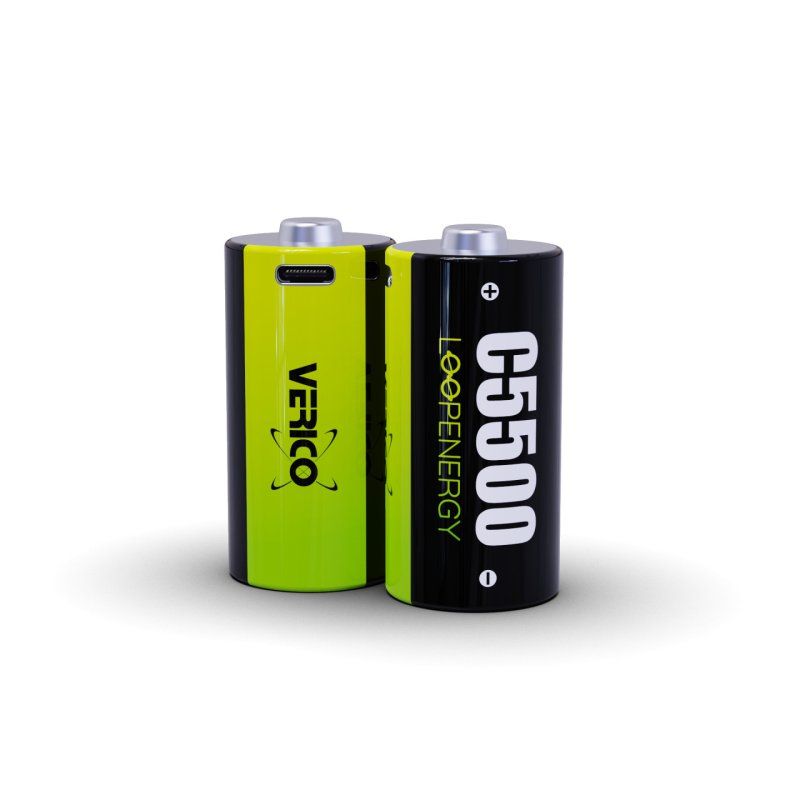 VERICO LoopEnergy Baby C 2er Pack - 5500mWh / 3700 mAh, USB Type-C wiederaufladbare Batterie, Li-Ion, enthält 1 Type A