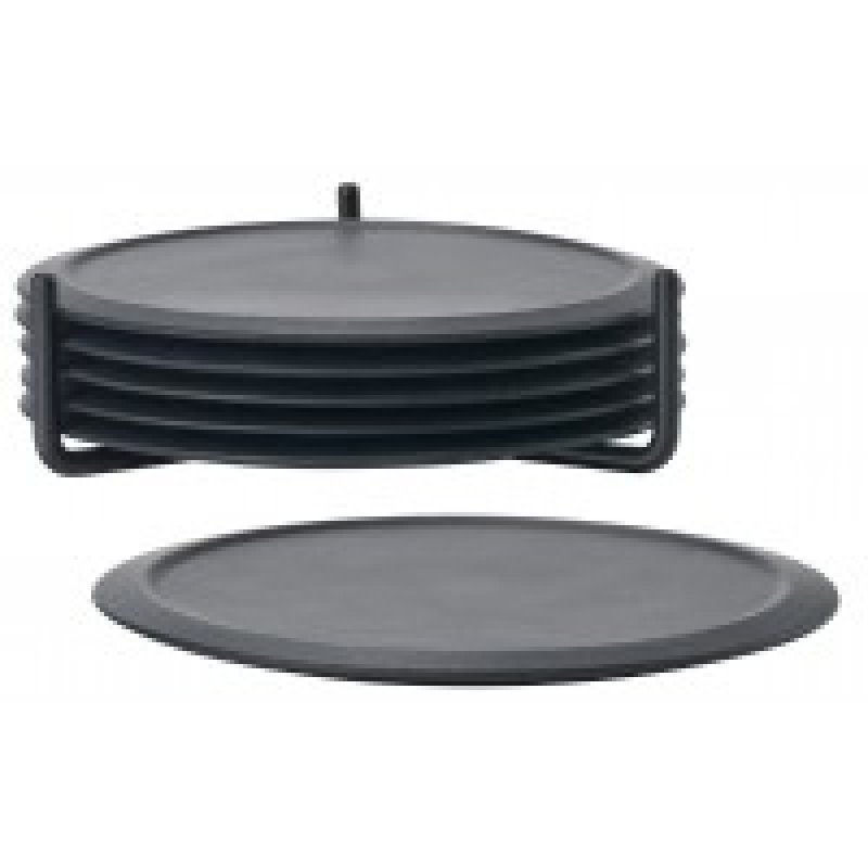 Zone Denmark - Glass Trivets w. Holder - Black (330303)