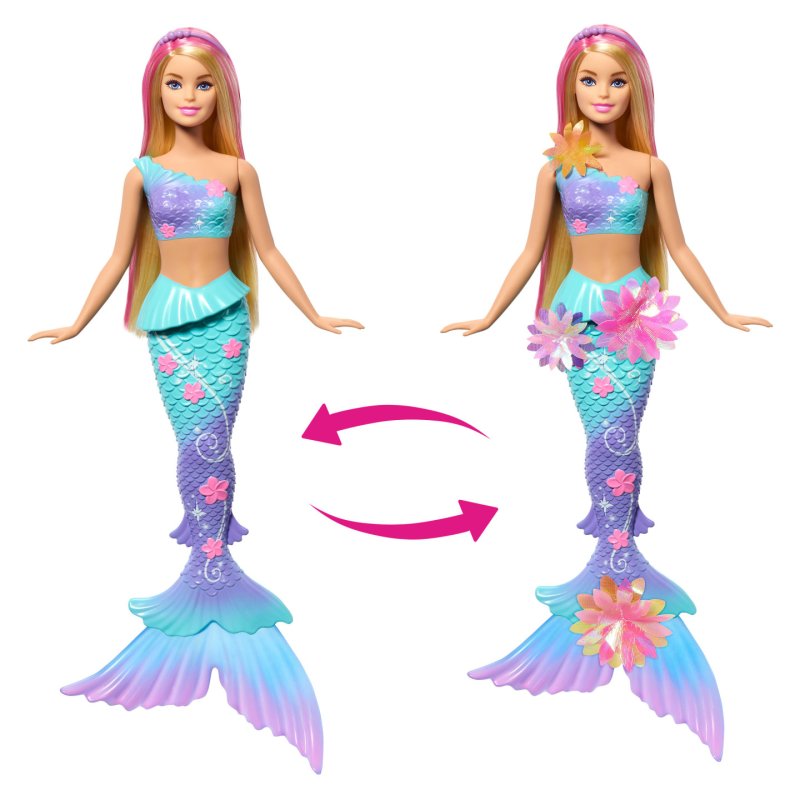 Barbie Flower Magic Mermaid Toy Doll with Surprise Blooming Flowers Feature & Pearl Headband Accessory