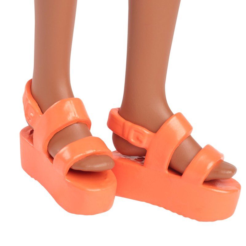 Barbie Fashionista Puppe im pink-orangenen Karokleid