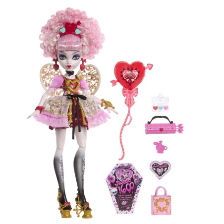 Monster High Scary Sweet Birthday Cupid Asteria Doll in Party Dress with Balloon & Gift