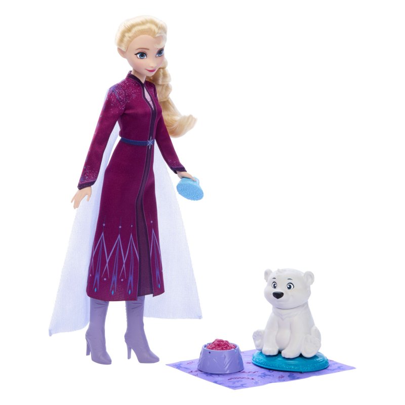 Disney Die Eiskönigin Elsa-Modepuppe und Eisbärenjunges-Figur (mit 4 Pflegezubehörteilen)