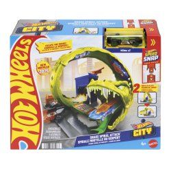 Hot Wheels City Snake Spiral Attack Playset with 1:64 Scale Die-Cast Toy Car & Speed Snap Track