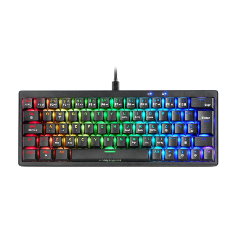 Clavier Gamer mécanique (Yellow Silent) Mars Gaming MKMiniPro RGB (Noir)